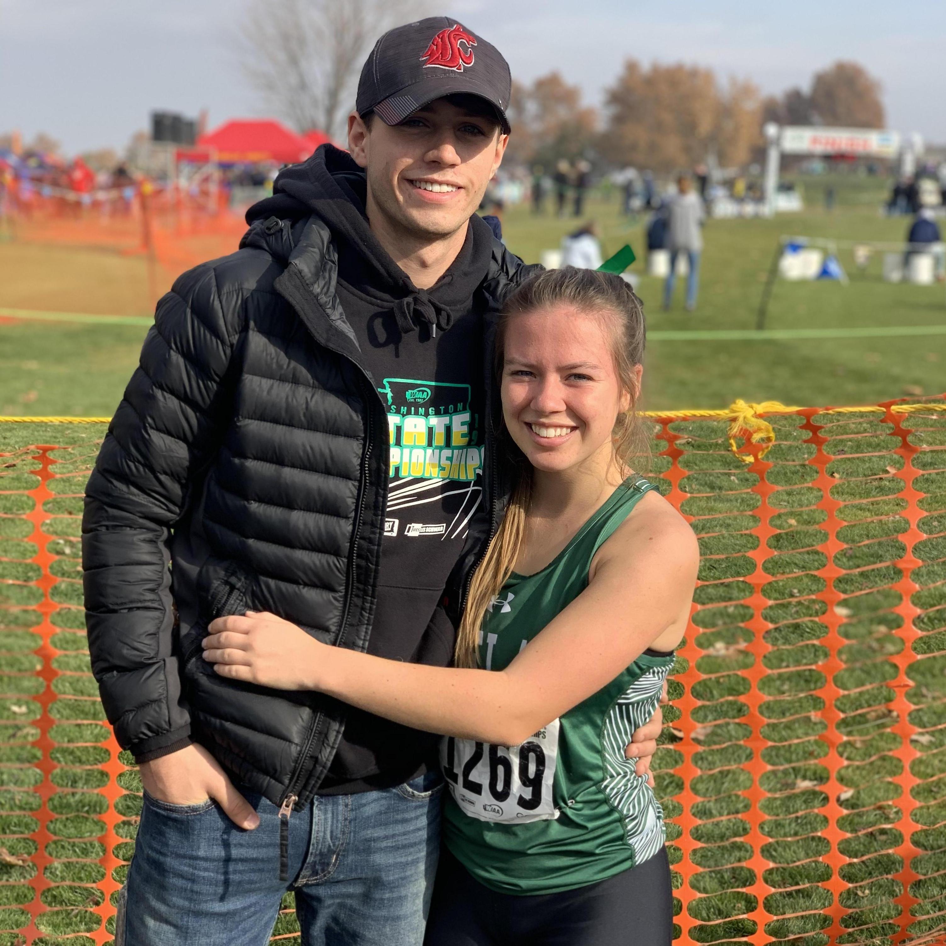 Chase came to support Ashlyn at her state cross country meet.