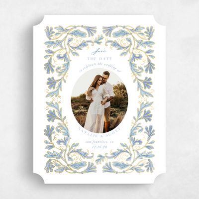 Blue Ticket Wedding Save the Date - Briar Photo Foil