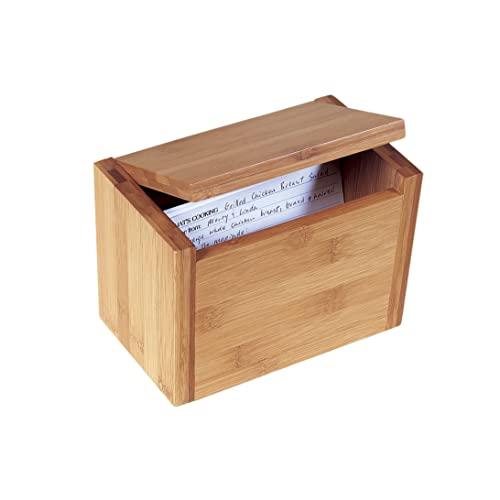 Lipper International 8814 Bamboo Wood Recipe Card Box, 7-1/2" x 4-1/2" x 5"