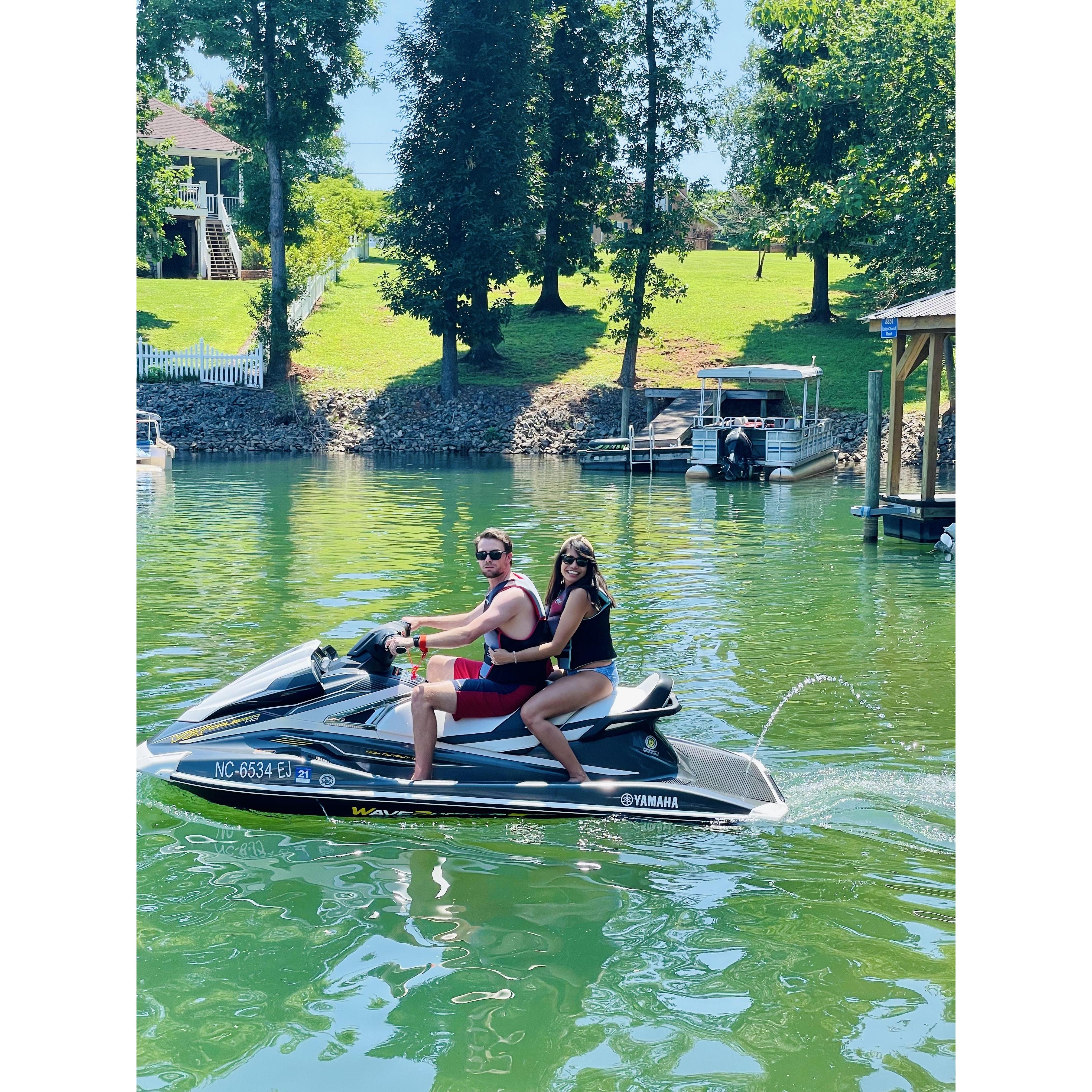 July 2021: Jet skiing at the Swain Residence for 4th of July!