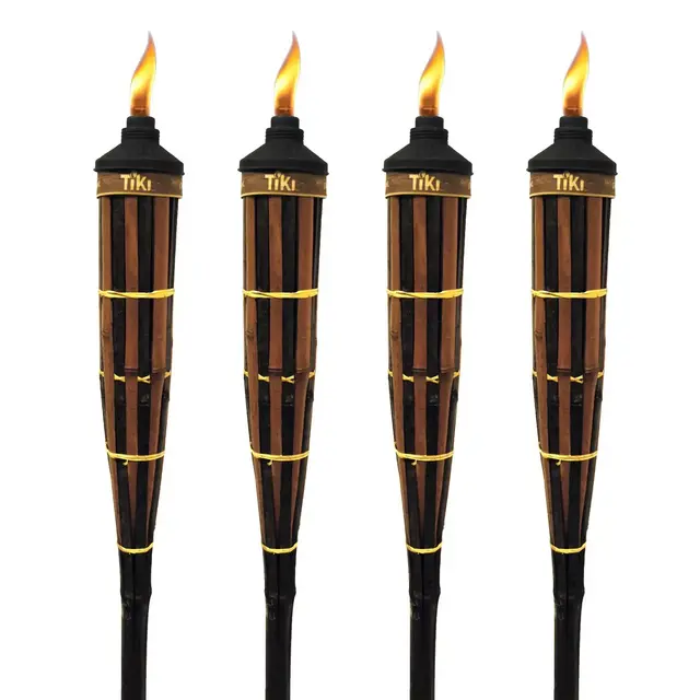 Tiki 4pk Royal Poly Bamboo Outdoor Torches Brown