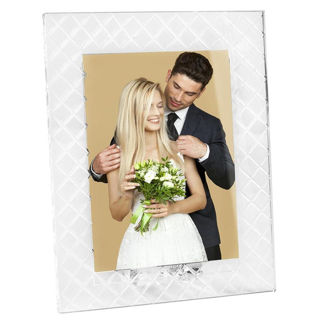 Marvala 5''x 7'' Crystal Picture Frame for Wedding, Elegant Photo Frame for Home & Office Decor, Decorative Design for Tabletop Display, Includes Luxury Gift Box (5x7Inch)