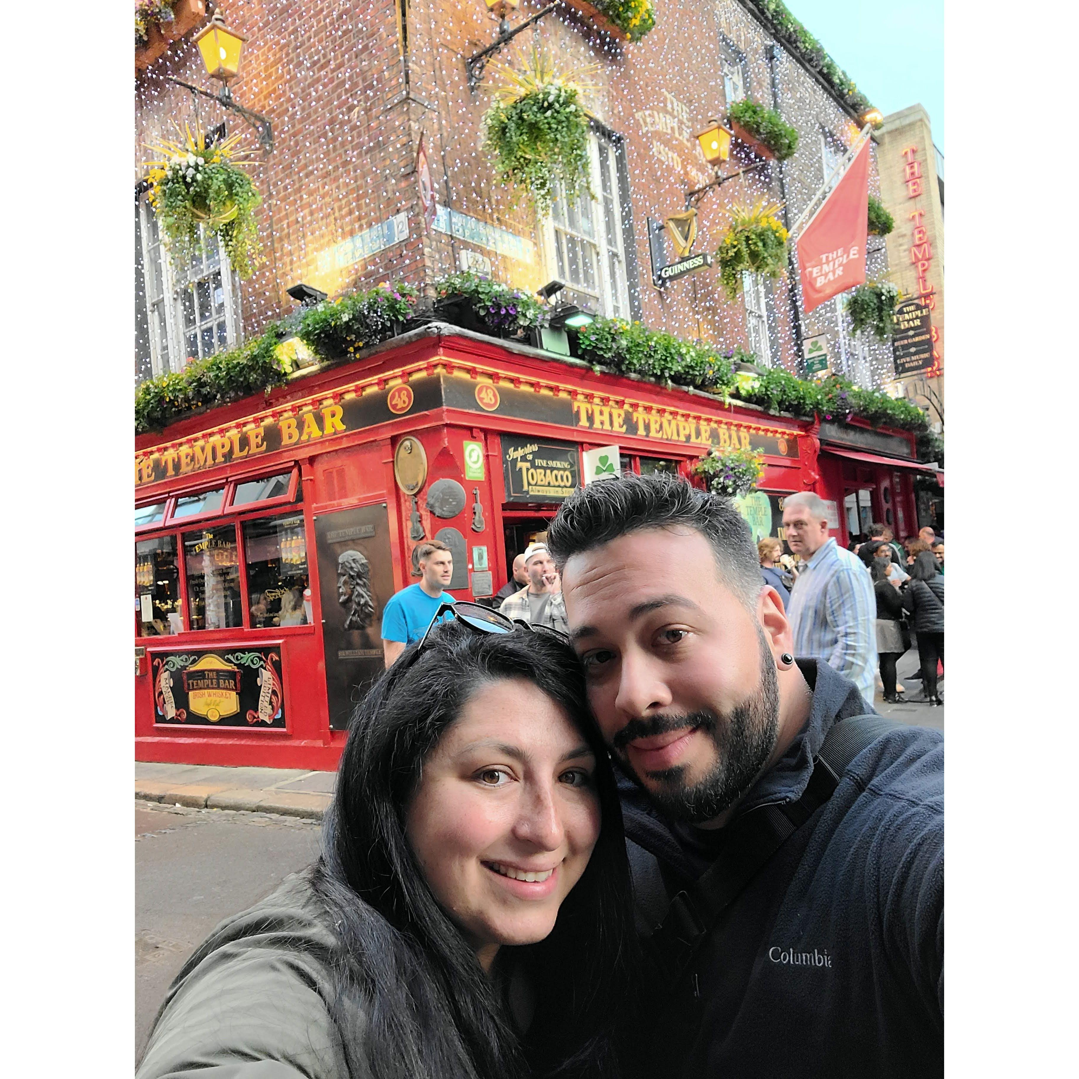 Our Europe Oliventure in Dublin Ireland 2023 in front of the Famous Temple Bar