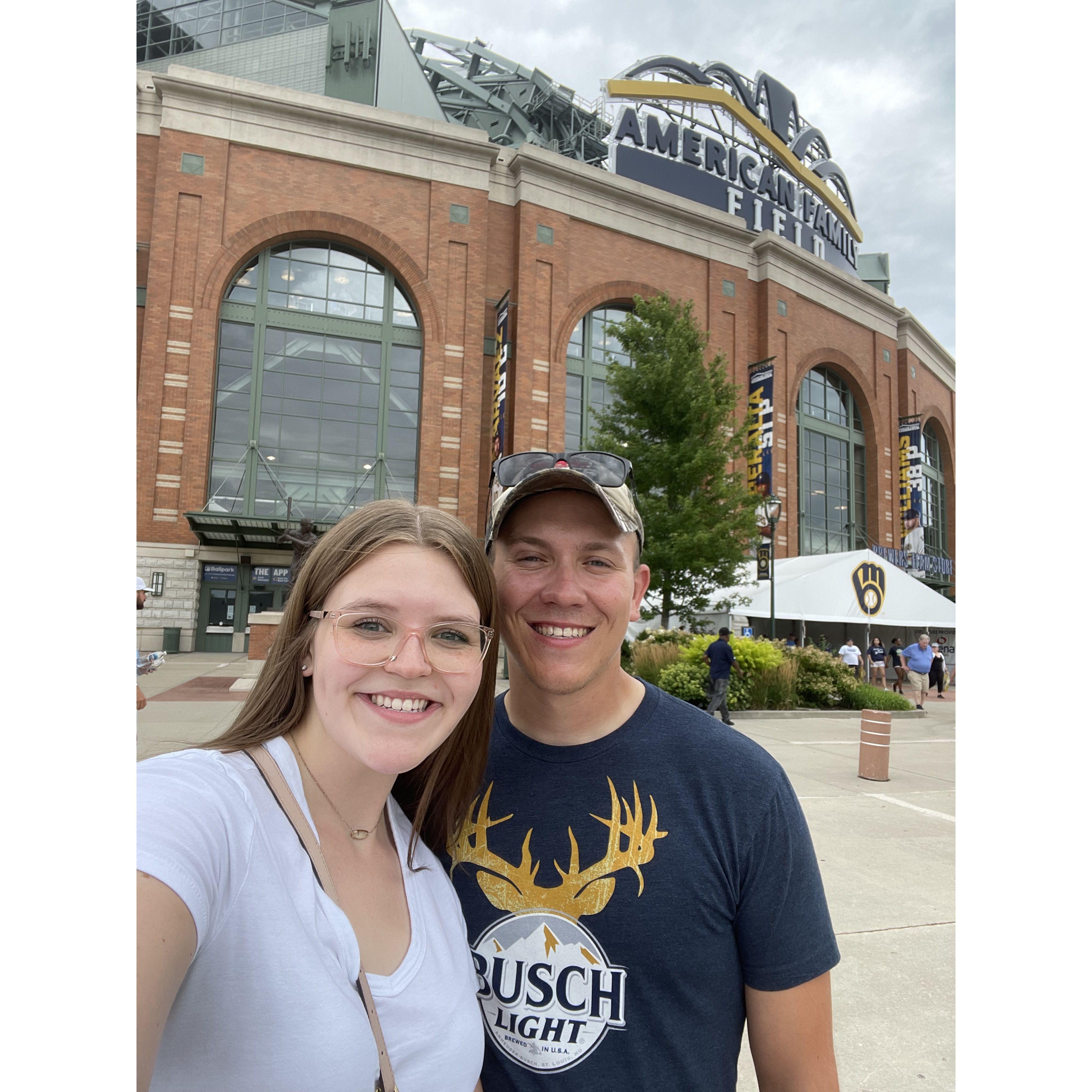 My first Brewers game! His dad, Tom, was inducted into the All Stars League during the game!