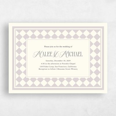 Lavender Mist, Purple Wedding Invitation - Luca Border