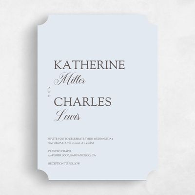 Blue Ticket Wedding Invitation - Soave Portrait