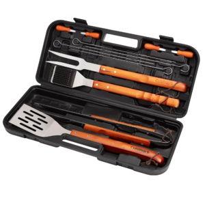 Cuisinart 13-Piece Wooden Grill Tool Set, BBQ Accessories and Grill Tools, Durable Stainless-Steel Utensils with Recycled Plastic Case, Spatula, Tongs, Cleaning Brush & More, Grilling Gifts for Men