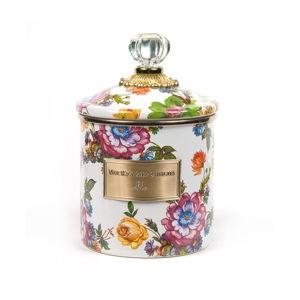 Mackenzie-Childs White Flower Market Small Canister