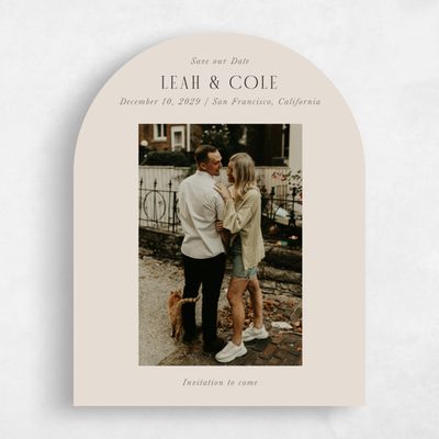 Beige Arch Wedding Save the Date - Glen Photo