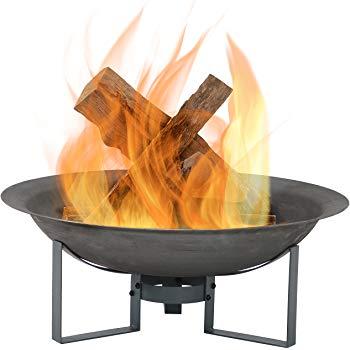 Sunnydaze Raised Portable Fire Pit Bowl, Small Round Outdoor Wood Burning Patio Firepit Sturdy Stand, Cast Iron, 22 Inch