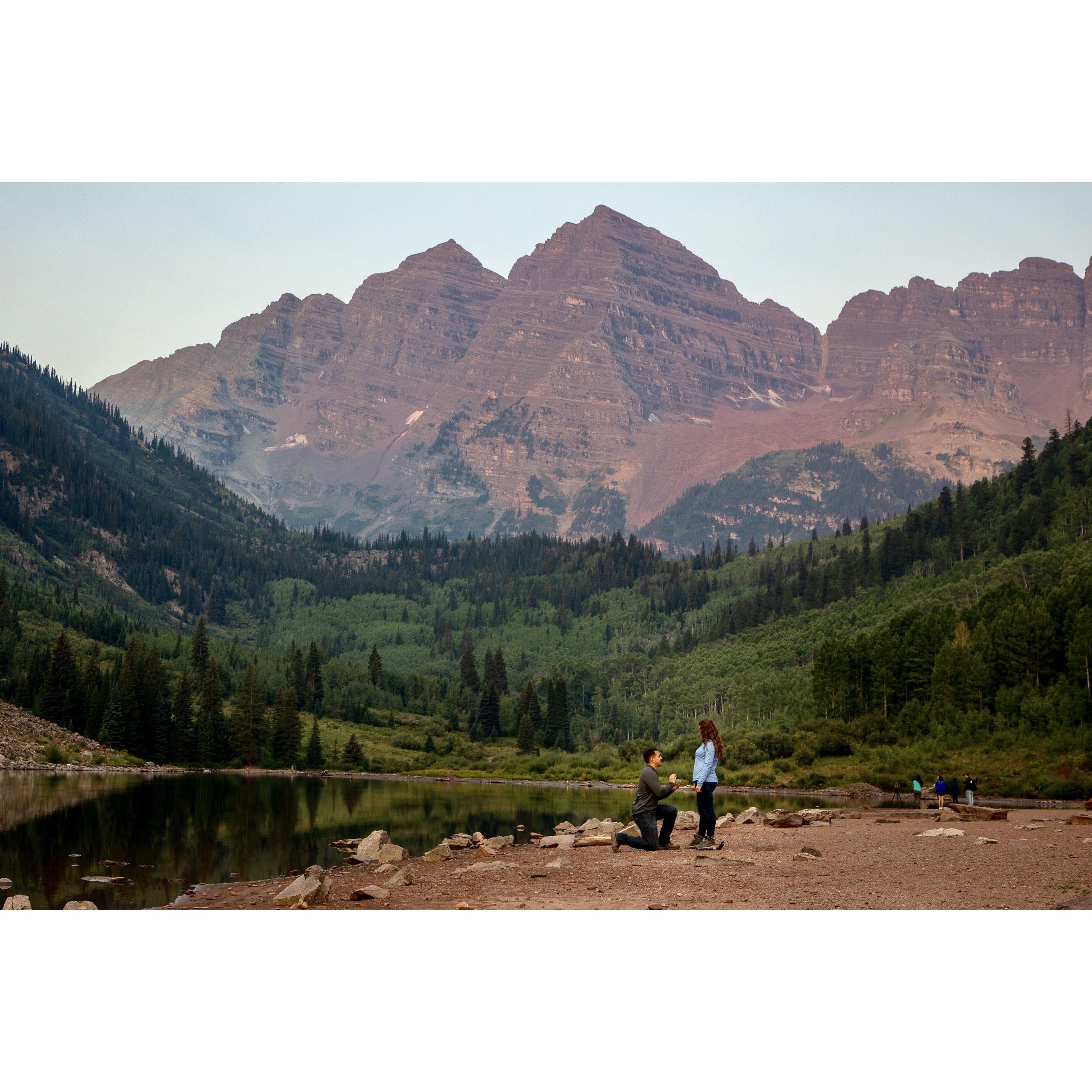 The proposal at Maroon Bells (Aspen, CO)