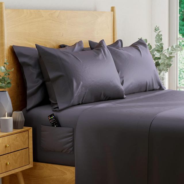 100% Eucalyptus Sheets, Tencel Sheets, California King Sheets, Lyocell Sheets | Eucalyptus Sheet, Cool Sheets for Hot Sleepers, California King Sheet Sets Deep Pocket +2 Side Pockets, 6 pcs Charcoal