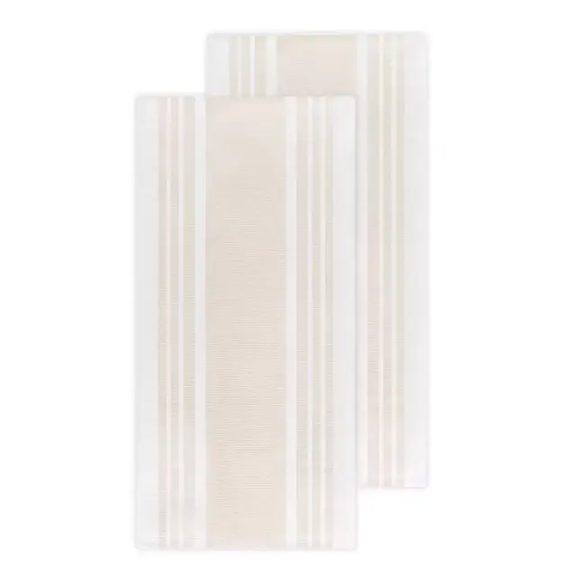 All-Clad Striped Kitchen Towels in Almond (Set of 2)