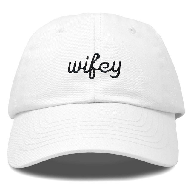 Dalix Wifey Embroidered Cotton Husband Baseball Cap Adjustable Dad Hat Womens in White