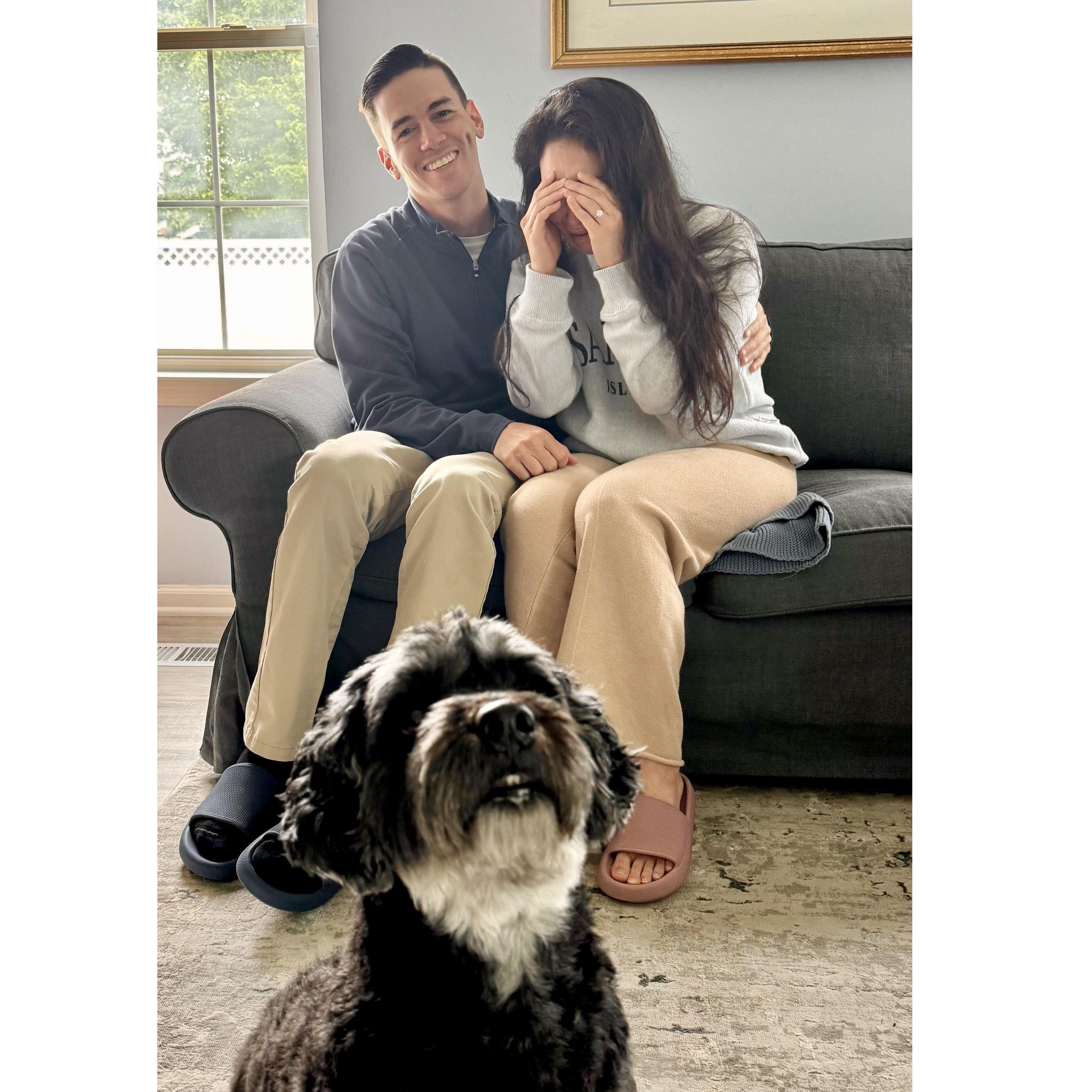 Tears of joy and shock after matching into plastic surgery fellowship. Banjo was excited to be a part of the festivities.