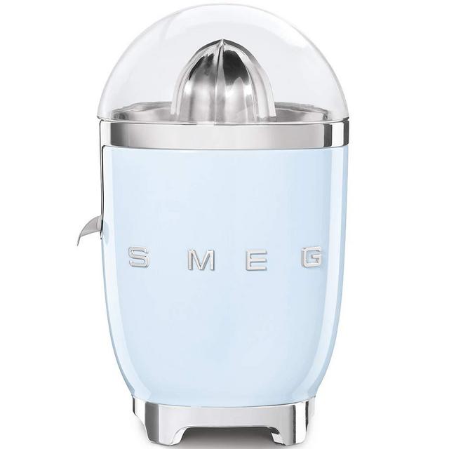 SMEG 50's Retro Style Citrus Juicer with Drip Free Spout, Automatic Activation, and Efficient Straining, with Tritan Renew Pastel Blue CFJ11PBUS