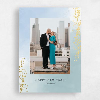 Baby Blue Holiday Card - Tesoro Foil