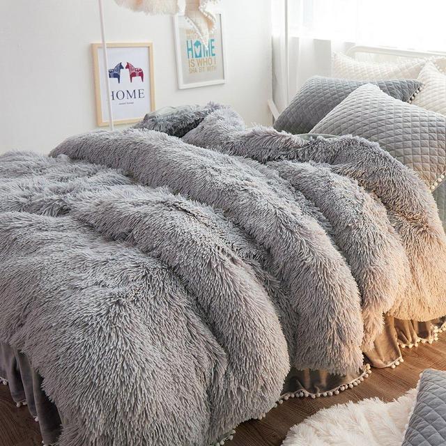 Ceruleanhome 1pc 100% Velvet Flannel Duvet Cover, Solid Color, No Inside Filler, Zipper Close (King 1pc Duvet Cover, Grey)