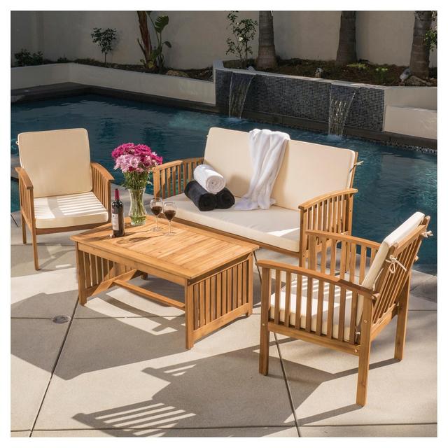 Carolina 4pc Acacia Chat Set - Brown Patina - Christopher Knight Home