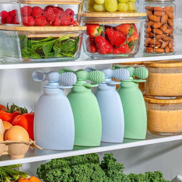 The Palmetto Pouch 2-Pack: Nontoxic Reusable Smoothie Pouch, Green and Blue