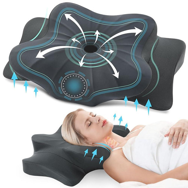 DONAMA Cervical Pillow for Neck and Shoulder,Contour Memory Foam Pillow,Ergonomic Neck Support Pillow for Side Back Stomach Sleepers with Pillowcase-King Size