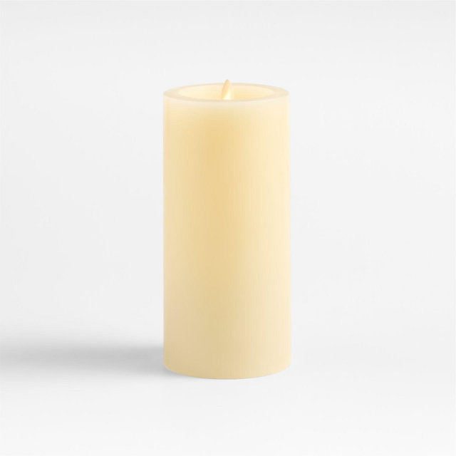 Ivory Flicker Flameless 4"x8" Wax Pillar Candle