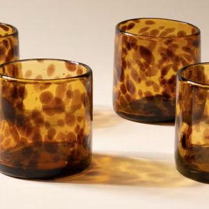 Recycled Handblown Glassware in Tortoiseshell Set of 4 | East Fork