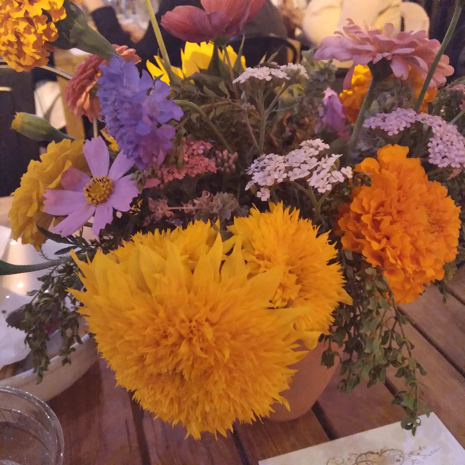 Flower arrangements gifted by Vianey and Joey and produced by Calhoun farms. Just beautiful colors 💐🌻🌺
