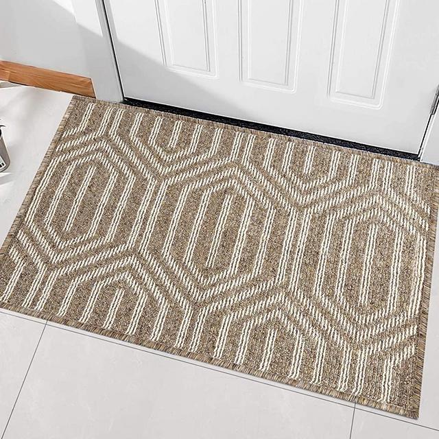 Indoor Doormat, Front Back Door Mat Rubber Backing Non Slip Door Mats 20”x31.5” Absorbent Resist Dirt Entrance Doormat Inside Floor Mats Area Rug for Entryway Machine Washable Low-Profile (Brown)
