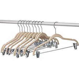 Home-it 10 Pack Clothes Hangers with clips IVORY Velvet Hangers use for skirt hangers Clothes Hanger pants hangers Ultra Thin No Slip