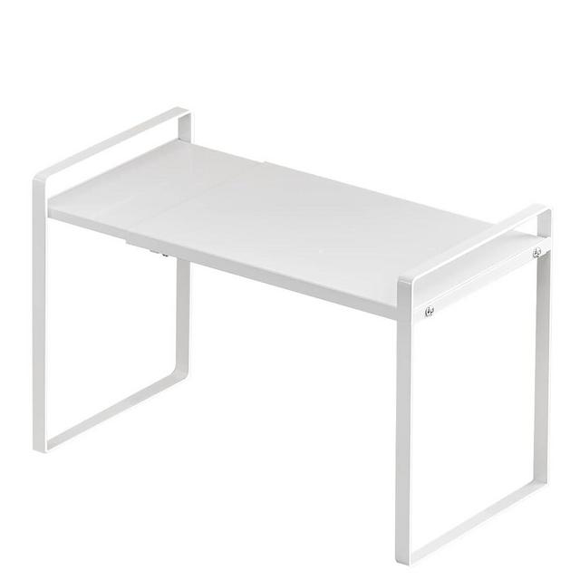 ZEKBEAN Expandable Cabinet Shelf Organizer Over the Sink Storage Rack Adjustable Countertop for Kitchen Bathroom Pantry Spice Cupboard Dish Cup Bottle Pot Metal Plate Heavy Duty Nonslip(White/M)