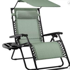 Best Choice Products Folding Zero Gravity Recliner Patio Lounge Chair w/ Canopy Shade, Headrest, Tray