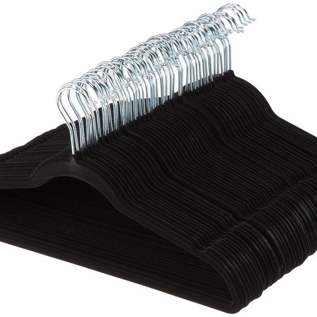 Velvet Clothes Hangers, 100-Pack, Black