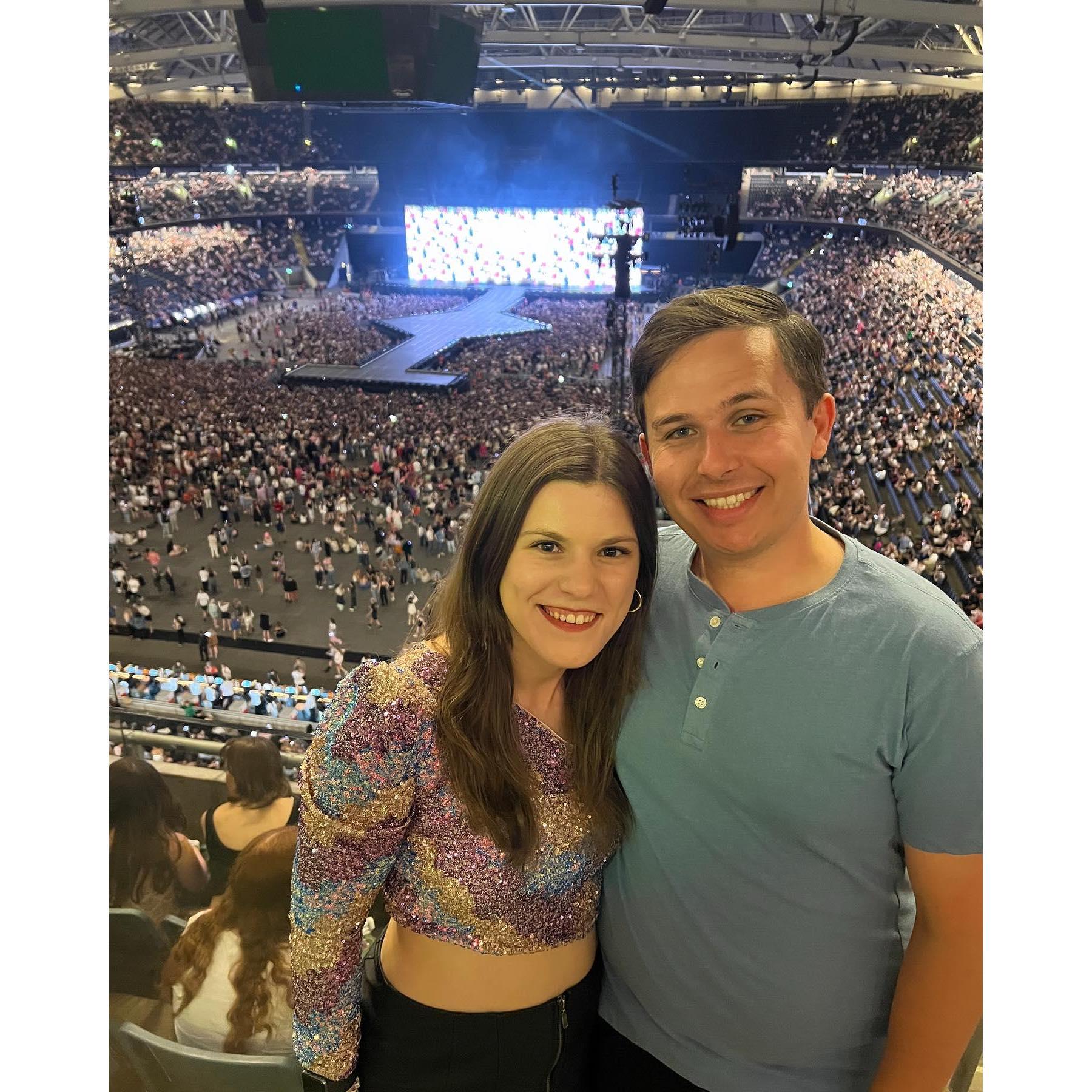 Enjoying Taylor Swift's The Eras Tour in Stockholm, Sweden.