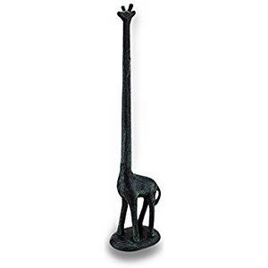 Paper Towel Holder or Free Standing Toilet Paper Holder- Cast Iron Giraffe Paper Holder - Bathroom Toilet Paper Holder or Stand Up Paper Towel Holder - Rustic Golden w/ Vintage Finish by Comfify