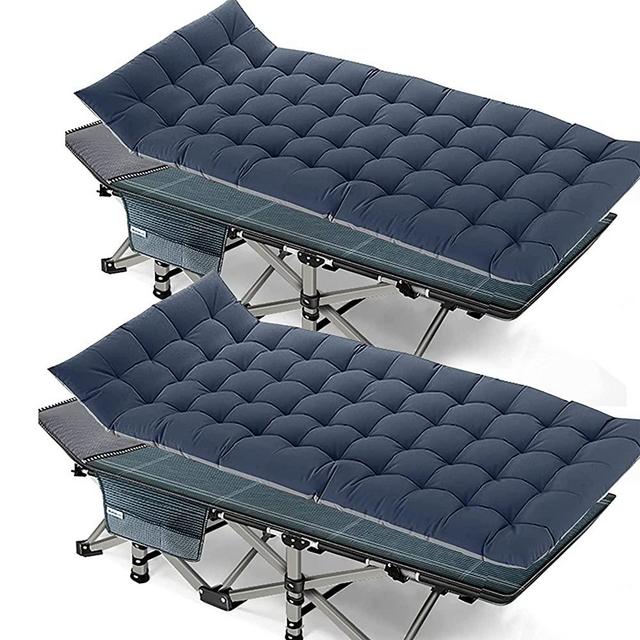 ABORON 2 Pack Folding Camping Cot W/Mat for Adults, Heavy Duty Outdoor Bed with Carry Bag,1200 D Layer Oxford Travel Camp Cots