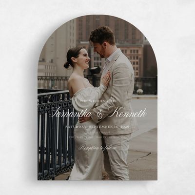 White Arch Wedding Invitation - Thalia Photo