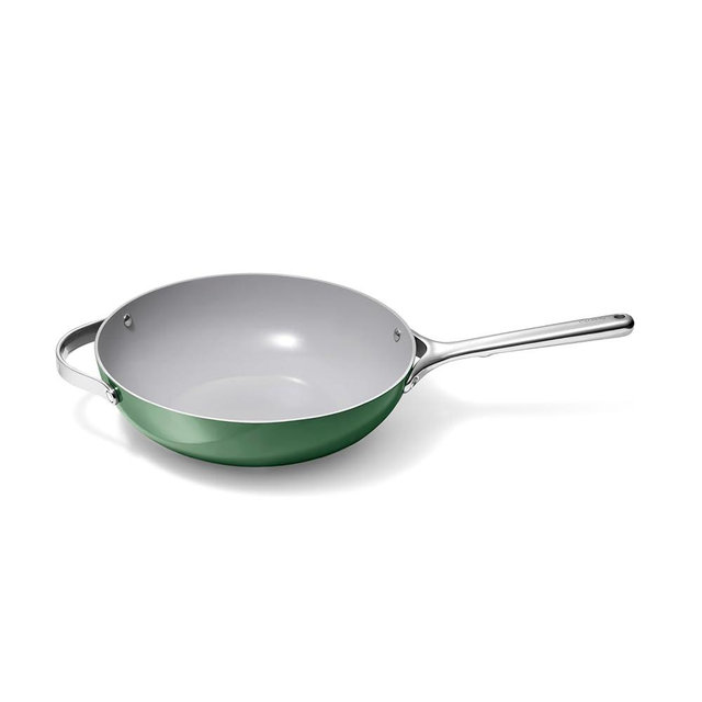 Caraway Non-Stick Stir Fry Pan - 12” Wok-Inspired Pan - Free From Forever Chemicals - High-Sloped Walls - Stainless Steel Handles - Sage