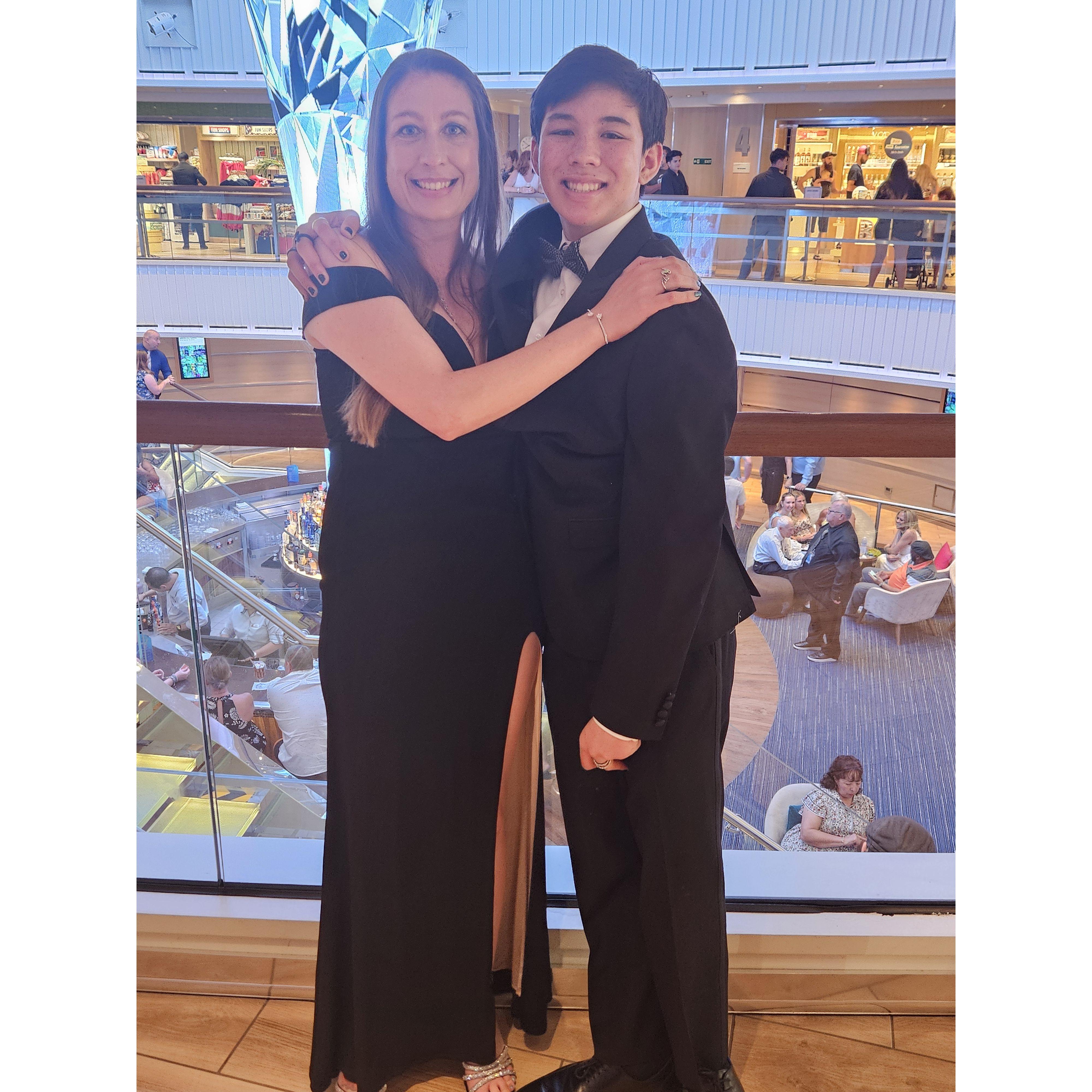 Son and Mom posing on formal night dressed our best!