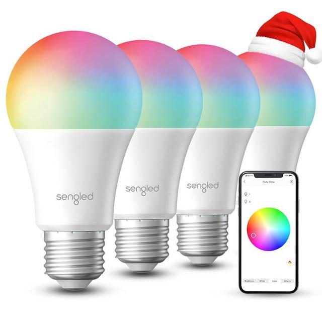 Sengled Dual Mode Smart Light Bulbs with Remote & App Control, Color Changing Light Bulbs, RGBW LED Light Bulbs 2700K-6500K Dimmable, 60W Equiv, Group control, Timing, Sunrise & Sunset (4P, No Remote)