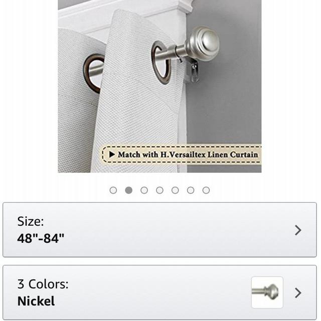 H.VERSAILTEX Elegant Window Treatment Single Curtain Rod Set,3/4 - Inch Diamter,48 - Inch to 84 - Inch, Nickel (Metal Rod and Hardware with Resin Finials)