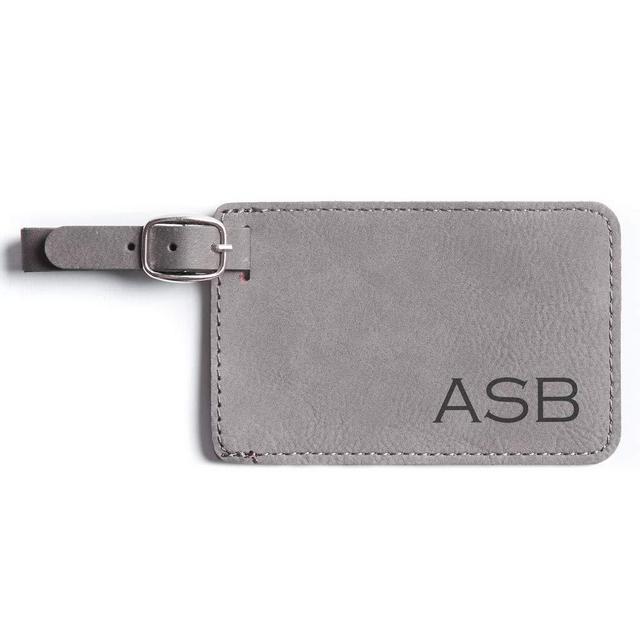 Lifetime Creations Monogrammed Luggage Tag - Personalized Vegan Leather Bag Tag with Initials (Gray)