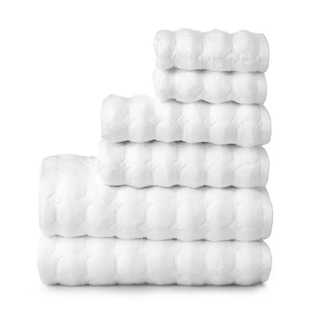 Martha Stewart Textured Hexagon 6-Piece Towel Set in White