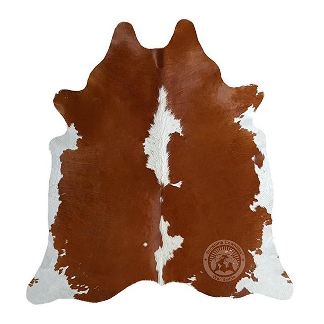 Genuine Brown and White Cowhide Rug XL 6 x 7 - 8 ft. 180 x 240 cm