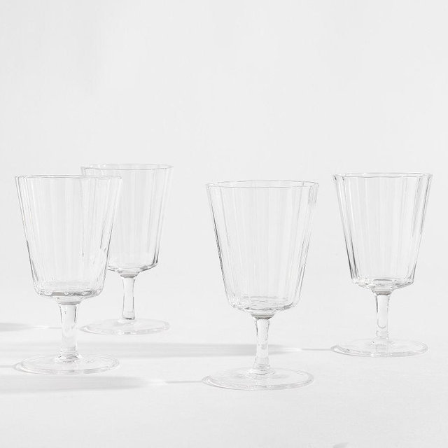 Fluted Glass Goblets, Set of 4 - Clear