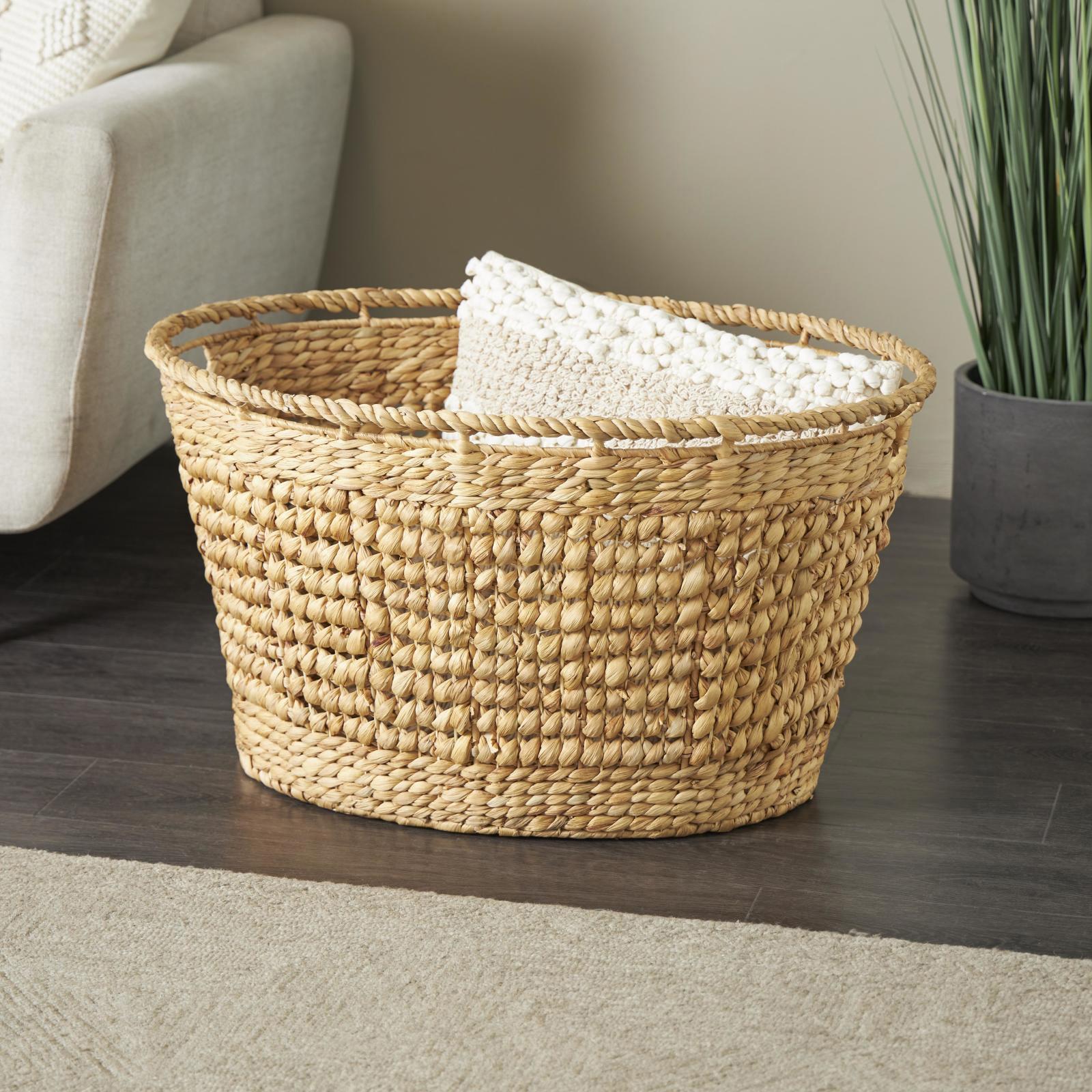 Tisbury Lane, Seagrass Woven Oval Storage Basket with Elevated Rim