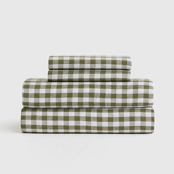 Linen Sheets | Quince in Olive Gingham