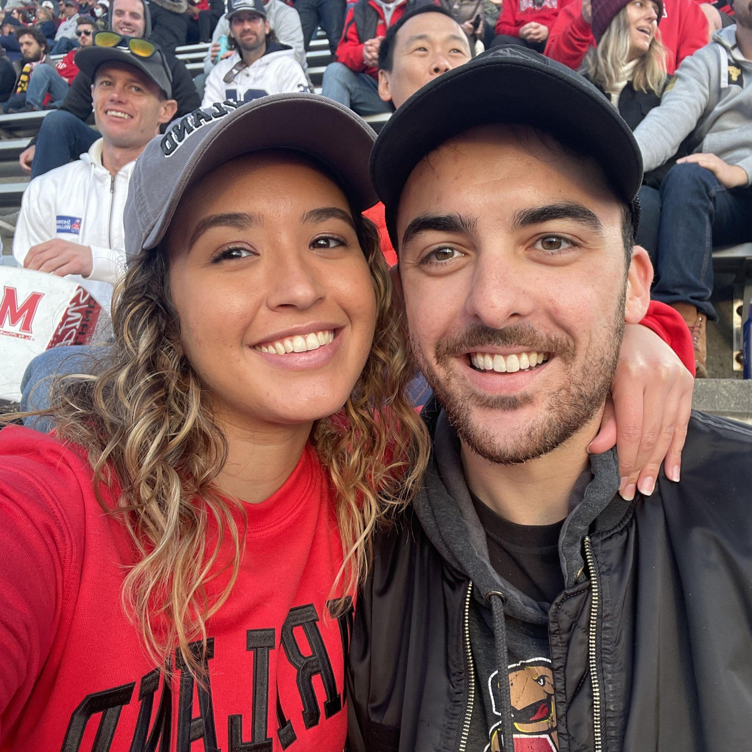 Conor and Ale at a UMD football game.