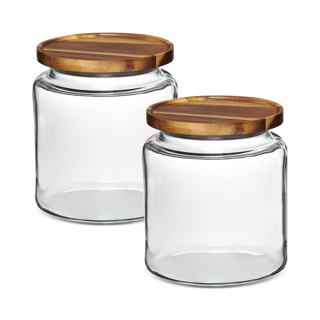 Anchor Hocking 2-Pc. Montana Glass Jar Set With Acacia Lid