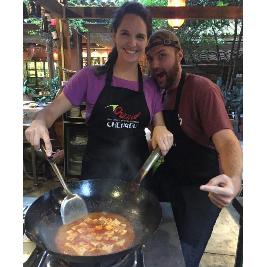 Chengdu, China at the first of many cooking classes